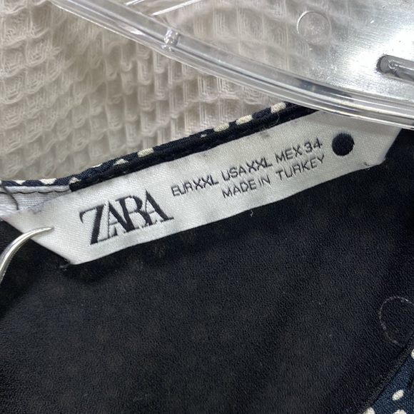 Zara The Helene dress SZ XXL mico dot Mini tiered Black/white puff sleeve FLAW - Picture 3 of 7